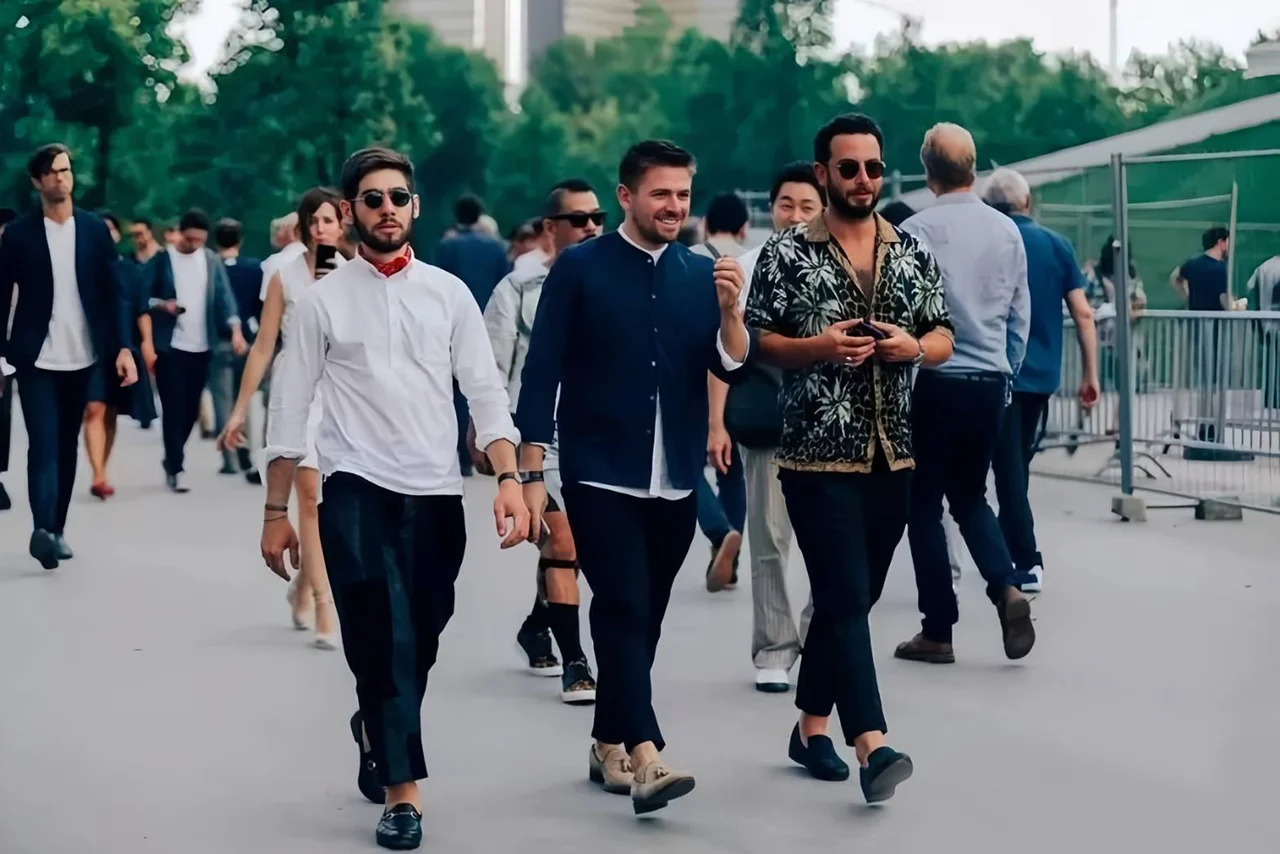 穿著休閒服飾搭配休閒皮鞋的男士們